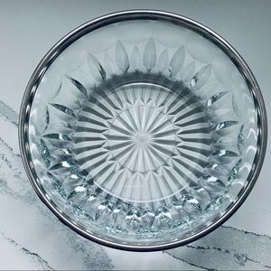 Silver Rimmed Crystal Glass Bowl